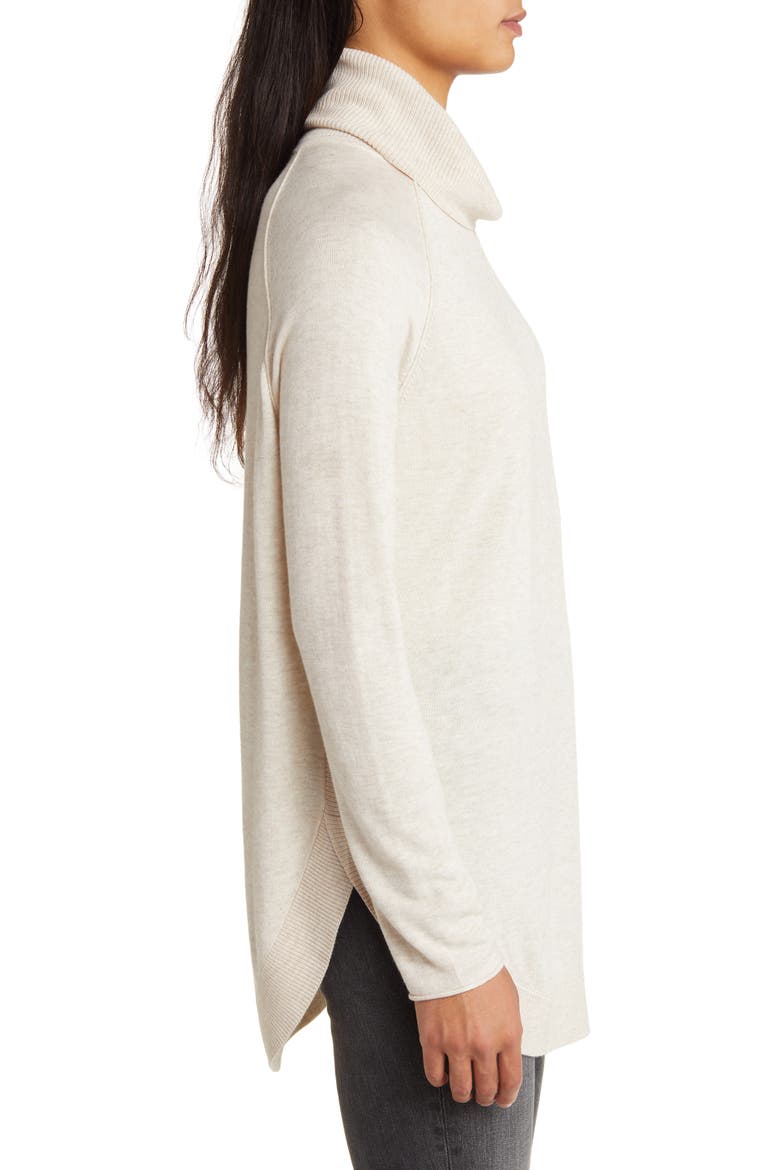 Turtleneck Tunic Sweater, Alternate, color, BEIGE OATMEAL LIGHT HEATHER