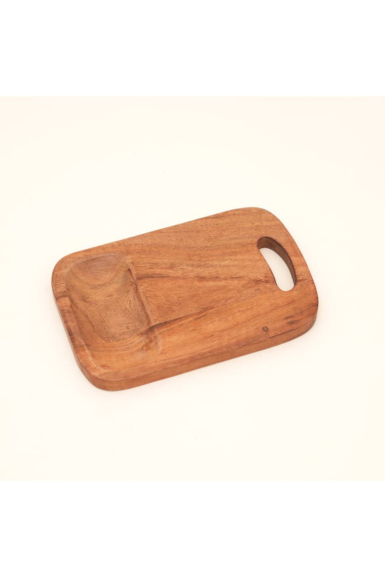 Handmade Acacia Wood Cutting Board with Handle, Alternate, color, Natural Wood