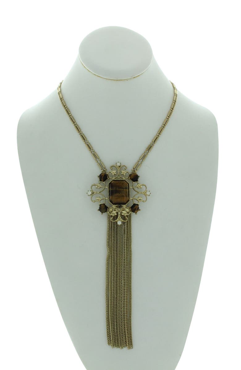 OLIVIA WELLES Double Strand Marled Stone Tassel Necklace, Alternate, color,