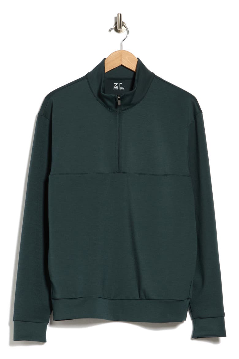 Double Knit Quarter Zip Sweatshirt, Alternate, color, GREEN MAGICAL