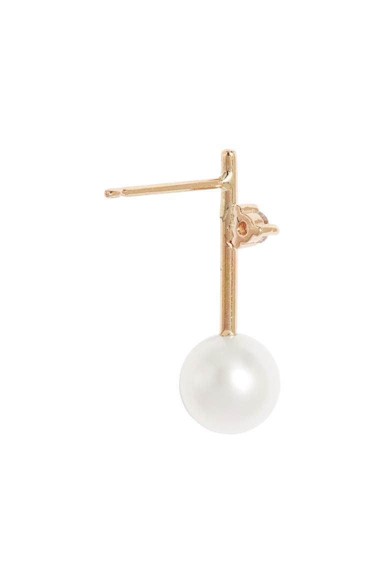 Diamond & Cultured Pearl Drop Earrings, Alternate, color, 14KYG