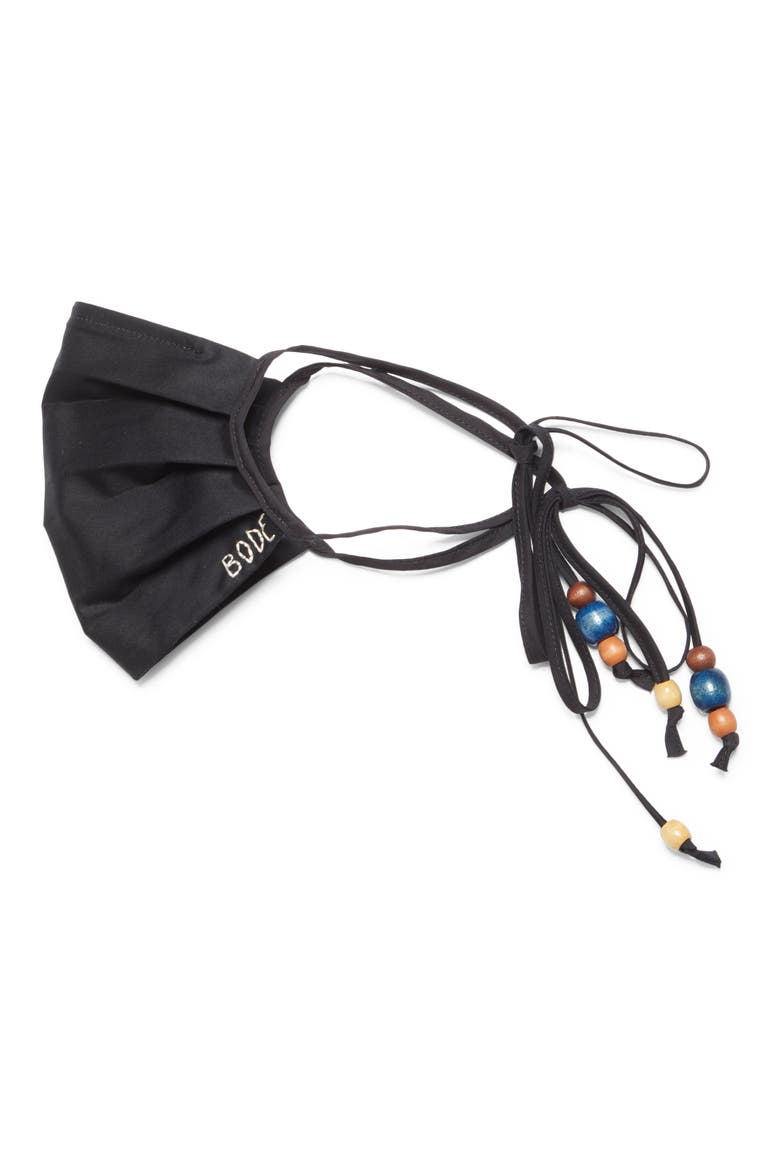 x Marcus Paul Beaded Adult Pleated Face Mask (Nordstrom Exclusive), Alternate, color, BLACK