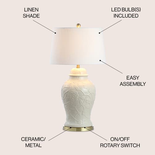 Jonathan Y Naiyou 29.5" Ceramic Classic Traditional Led Lamp Table Lamp, Cream In Cream