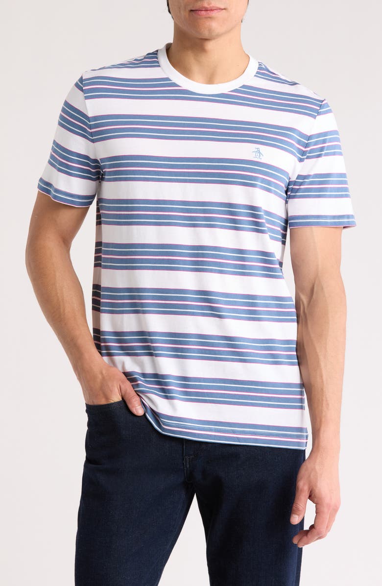Original Penguin Stripe Jersey T-Shirt, Main, color, Copen Blue