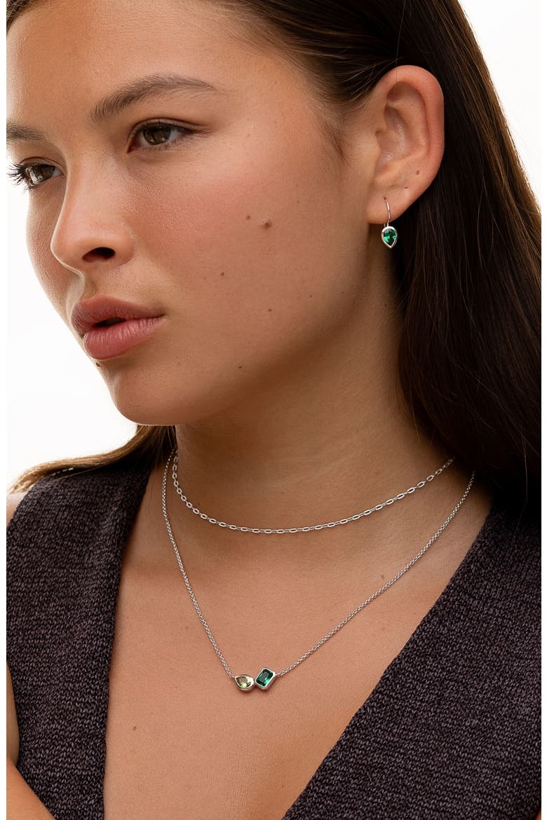 Green Garnet & Peridot Duo Tutti Frutti Necklace, Alternate, color, Sterling Silver