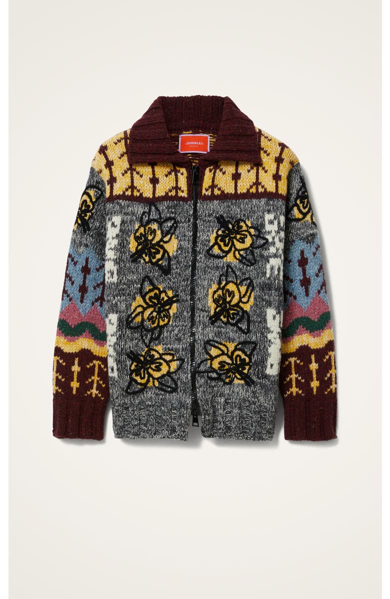 La DoubleJ Embroidered Chalet Cardigan, Alternate, color, Multicolor Grey