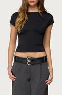 EDIKTED Leonah Ruched Boat Neck Crop Top
