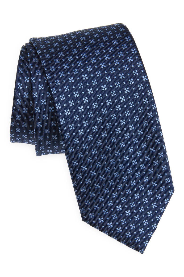 Neat Silk Tie, Main, color, NAVY