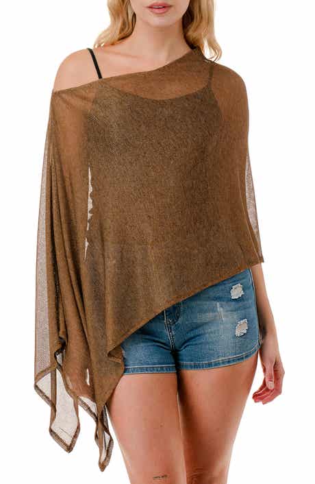 MARCUS ADLER Metallic Mesh Poncho