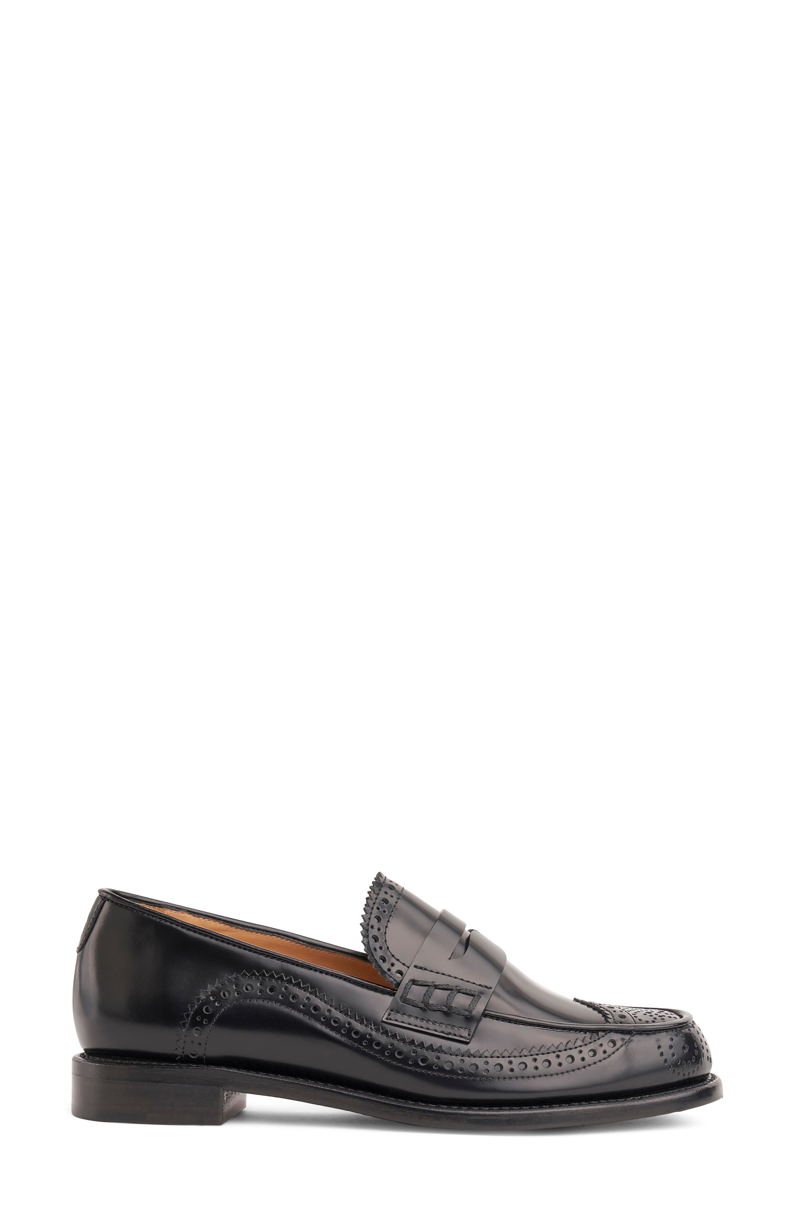 Wingtip Penny Loafer, Alternate, color, BLACK