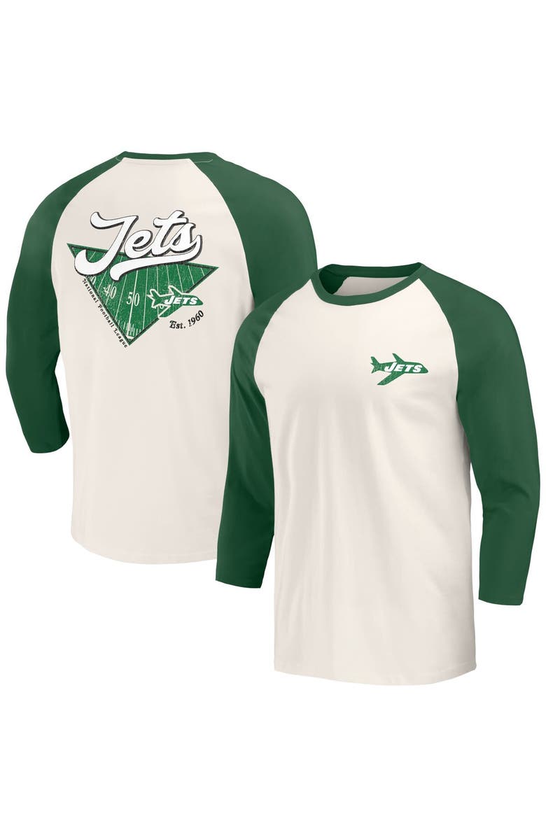 Darius Rucker Collection by Fanatics Men's Darius Rucker Collection by Fanatics Kelly Green/White New York Jets Raglan 3/4 Sleeve T-Shirt, Alternate, color, Kelly Green