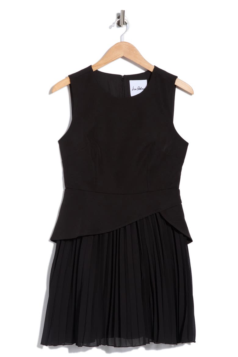 Pleated Crepe Dress, Main, color, BLACK