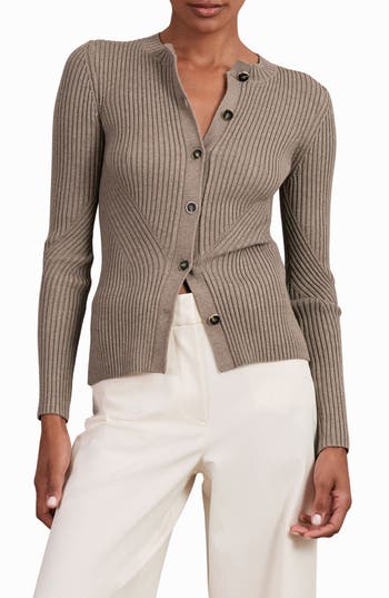 Reiss Tula Rib Cardigan In Gray