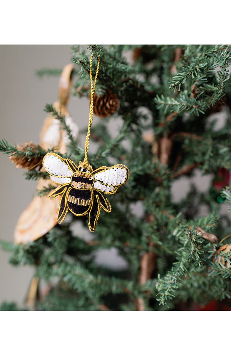 Matr Boomie Larissa Plush Bee Beaded Felt Ornament - Embroidered, Alternate, color, Yellow