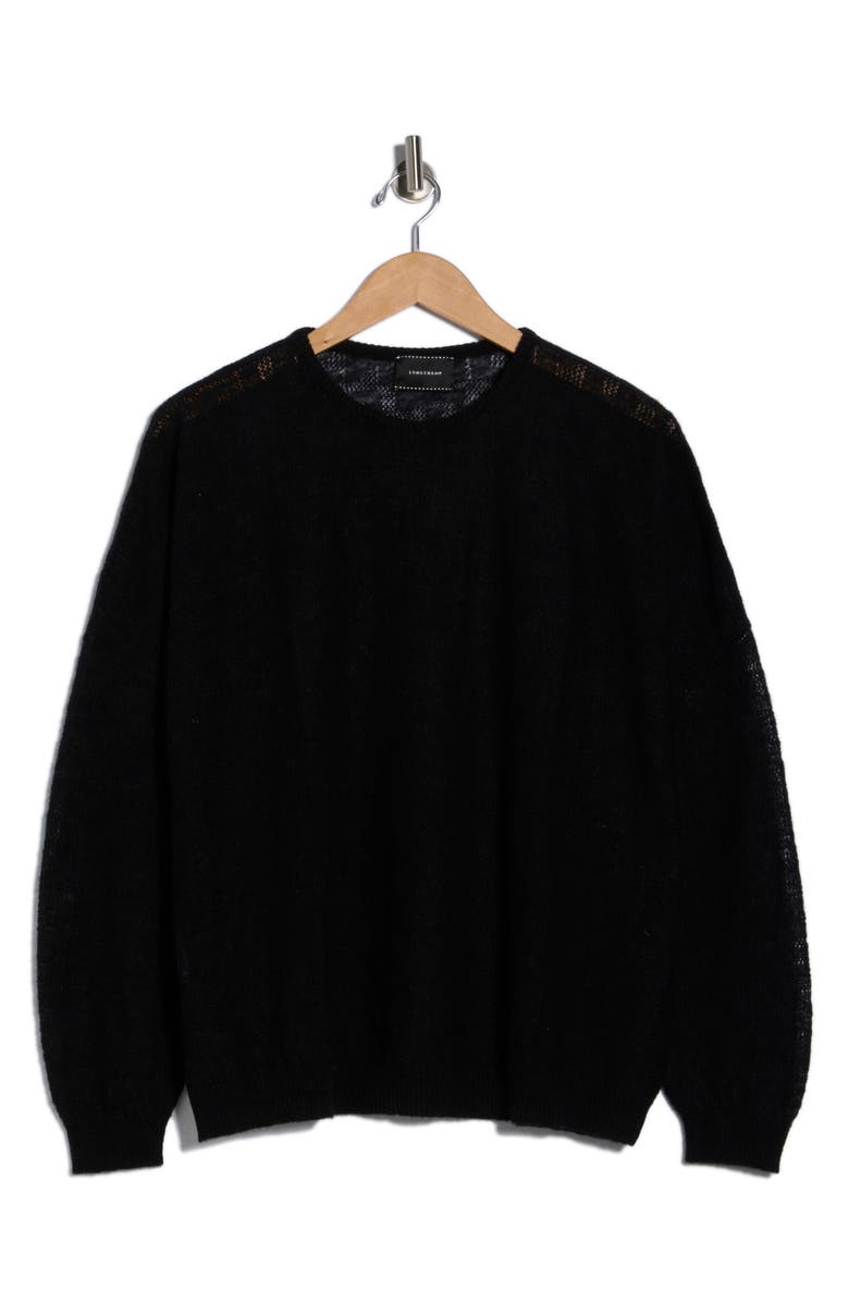 Longchamp Wool Blend Pullover Sweatshirt, Alternate, color, Black