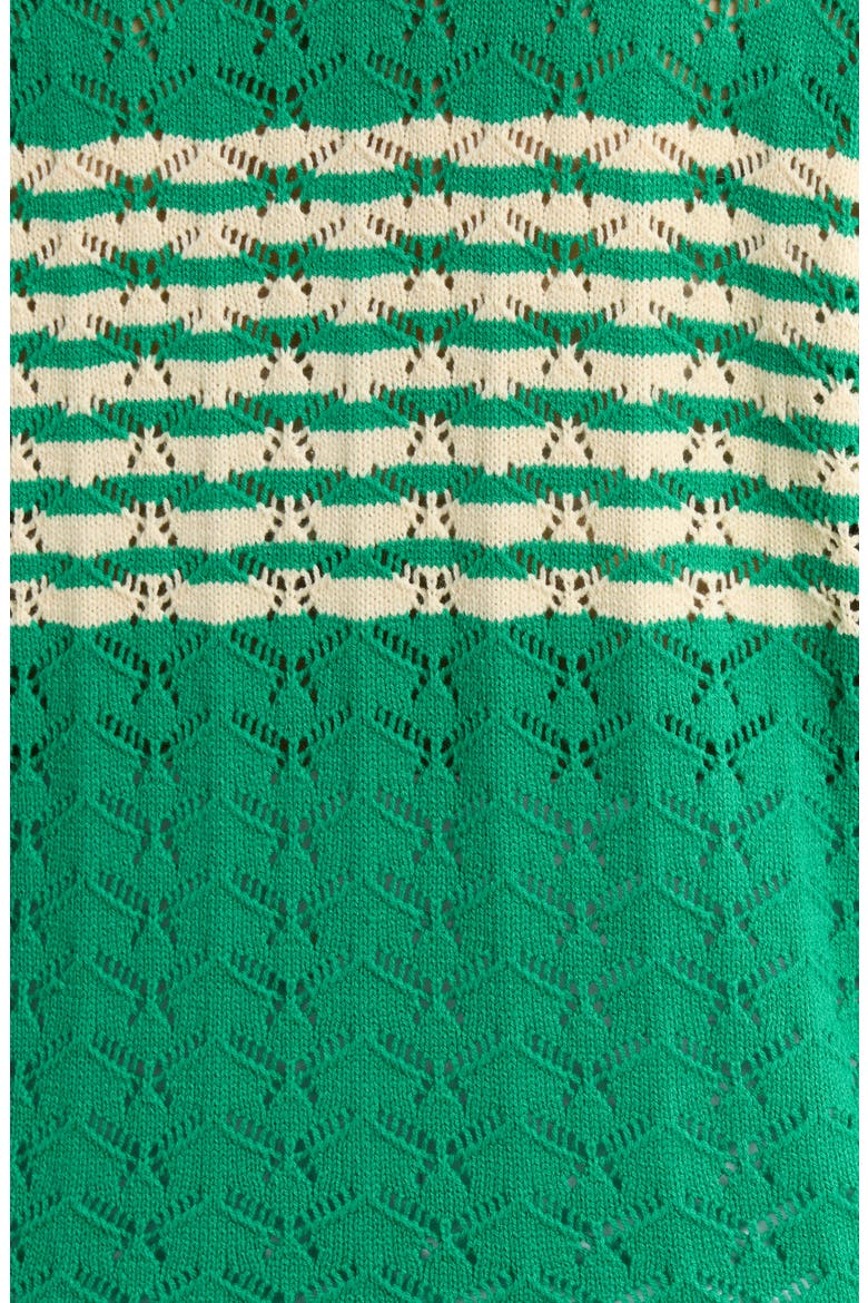Wave Pointelle Sweater, Alternate, color, GOLF GREEN/ IVORY