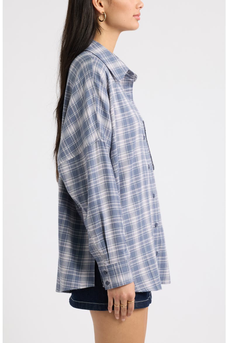 Plaid Long Sleeve Flannel Shirt, Alternate, color, BLUE PLAID