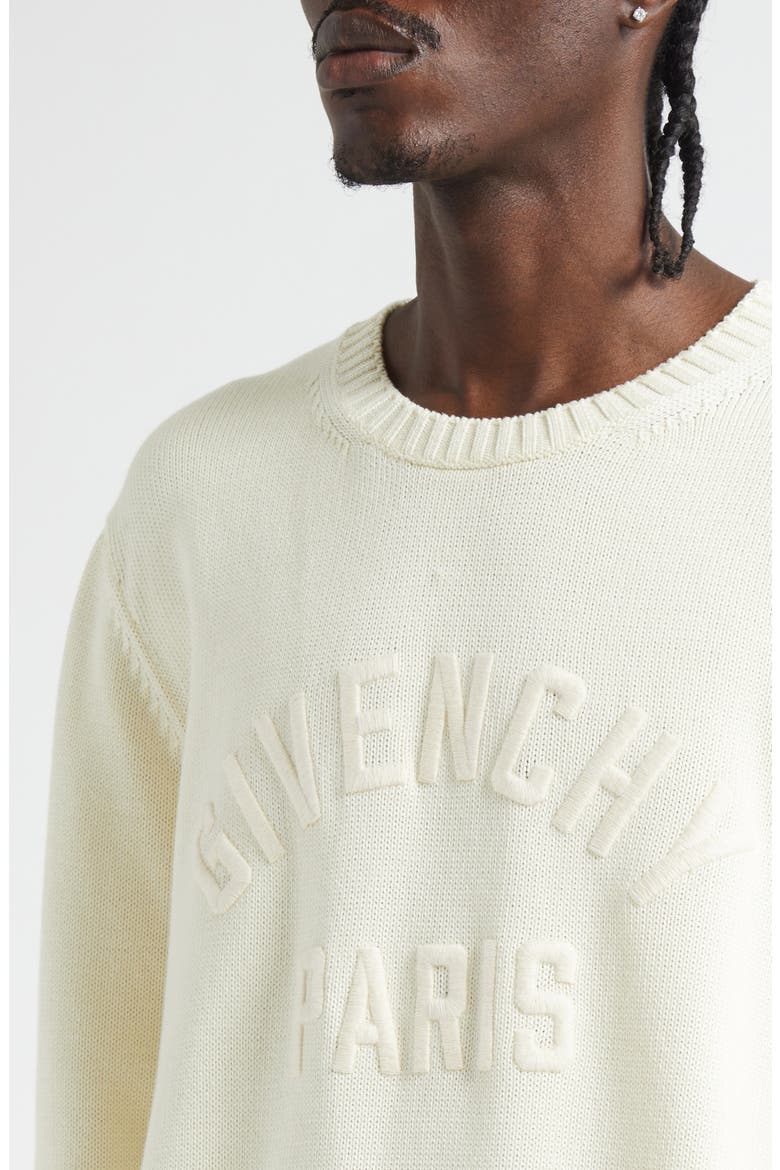 Embroidered Logo Crewneck Sweater, Alternate, color, ECRU