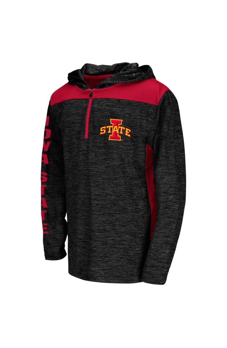 COLOSSEUM Youth Colosseum Heathered Black Iowa State Cyclones Quick Kick Quarter-Zip Hoodie, Alternate, color,