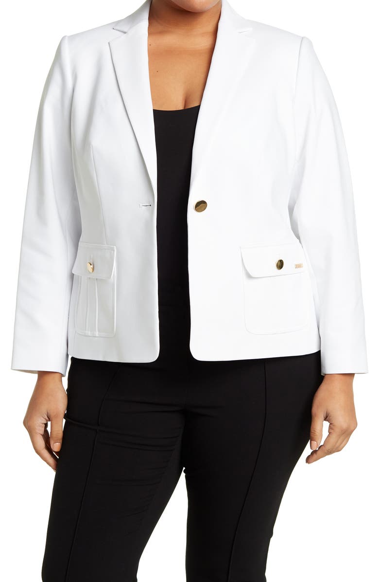 Calvin Klein Calvin Kelin Cotton One-Button Jacket, Main, color,