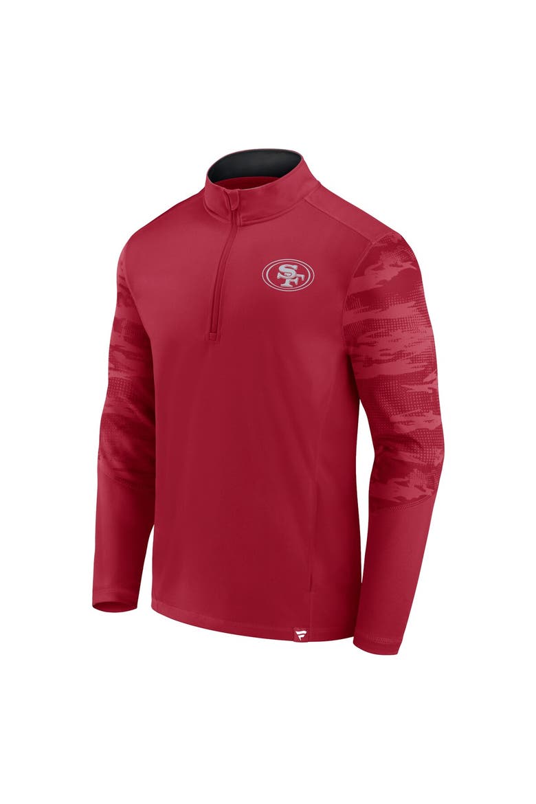Men's Fanatics Branded Scarlet San Francisco 49ers Ringer Quarter-Zip Jacket, Alternate, color, Scarlet