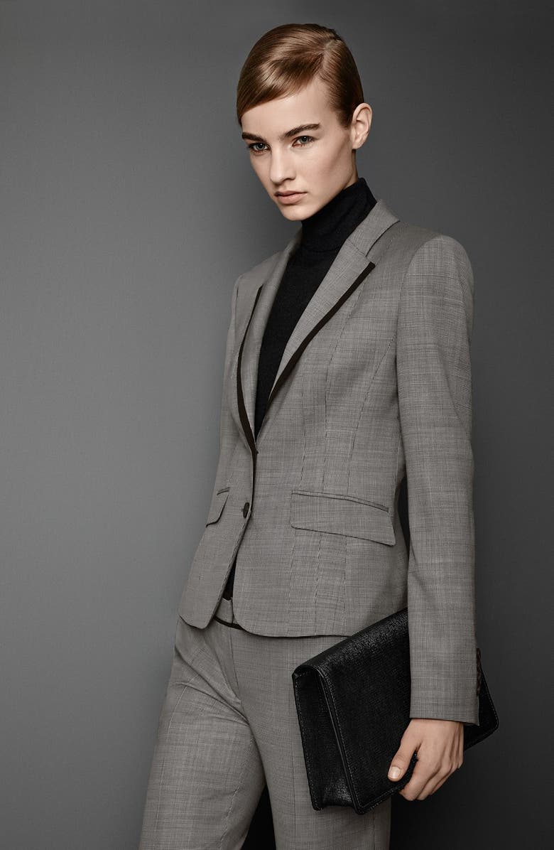 Blazer Femme Hugo Boss Jelieta - Laine Noire à Manches Courtes - Taille US 4 / IT 40 - Neuf Avec étiquettes