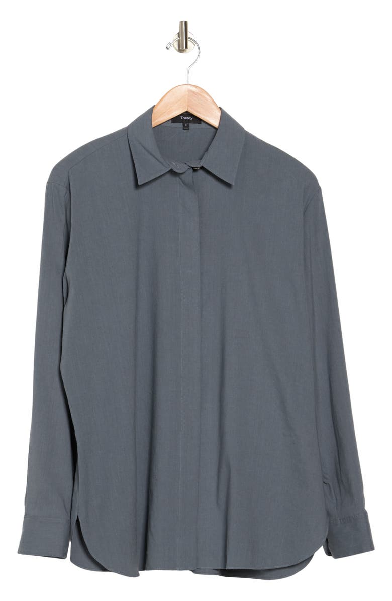 Theory Classic Menswear Long Sleeve Linen Blend Shirt, Alternate, color,