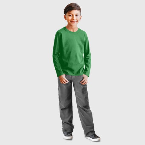 Boys Long Sleeve Soft 100% Cotton Jersey T-Shirt