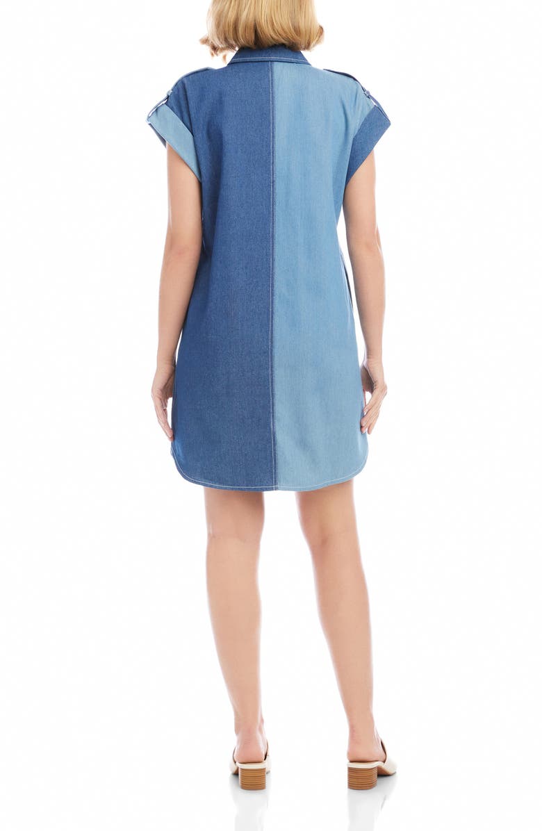 Karen Kane Colorblock Denim Shirtdress, Alternate, color, Denim