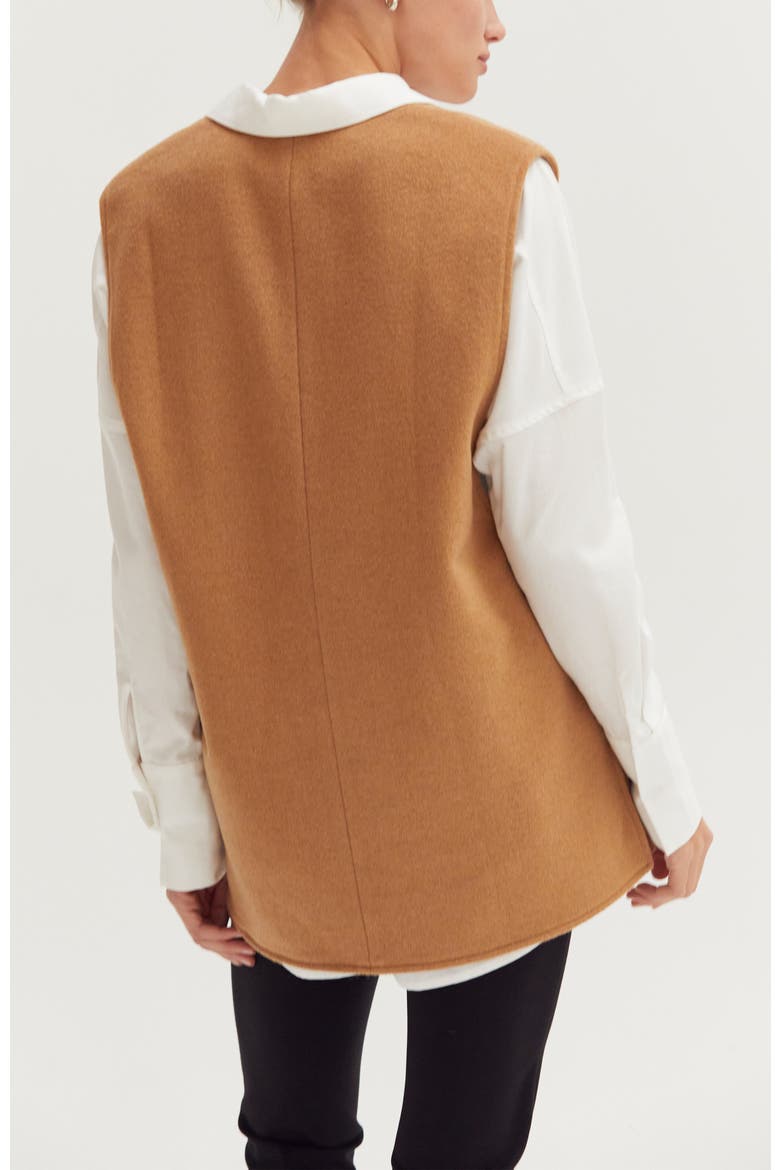 Wool Blend Felt Vest, Alternate, color, Camel