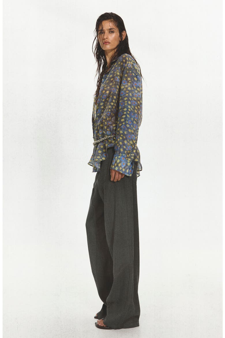 Semi-Sheer Printed Shirt, Alternate, color, BLACK