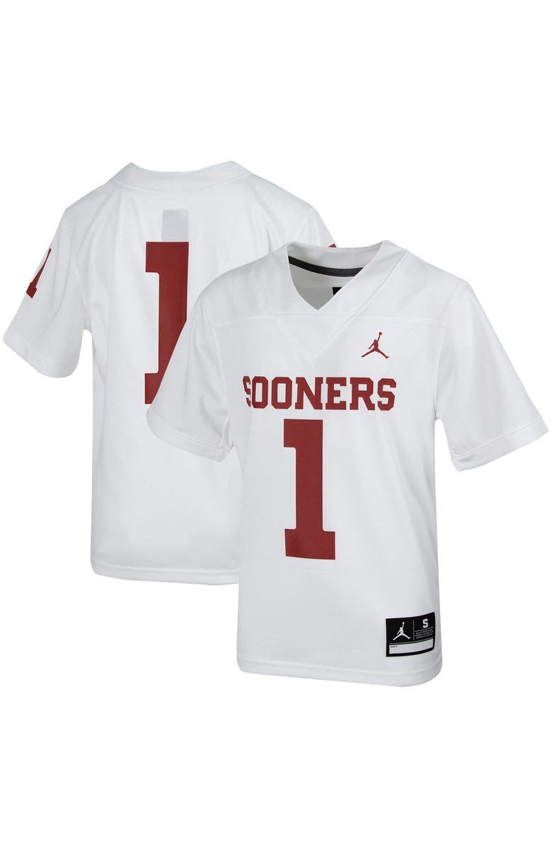 Jordan Brand Youth Jordan Brand #1 White Oklahoma Sooners Untouchable Football Jersey, Main, color, 