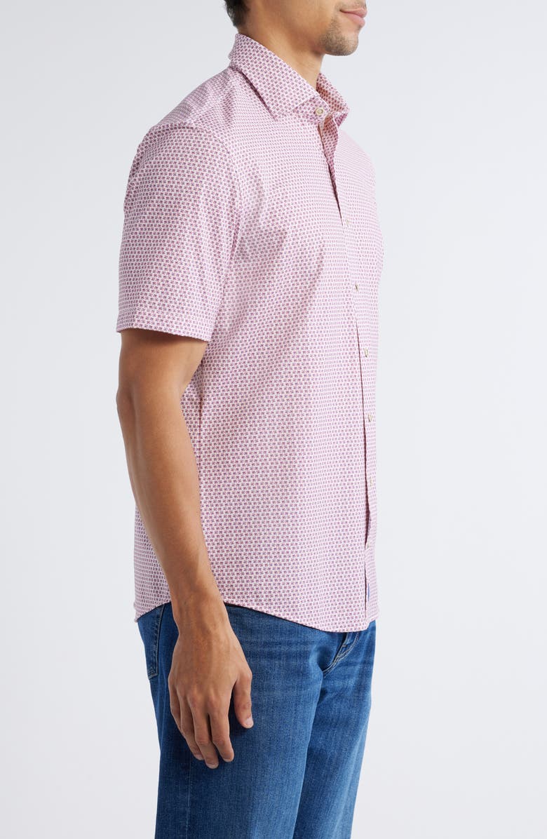 johnnie-O Caspian Hangin' Out Abstract Floral Short Sleeve Knit Button-Up Shirt, Alternate, color, 