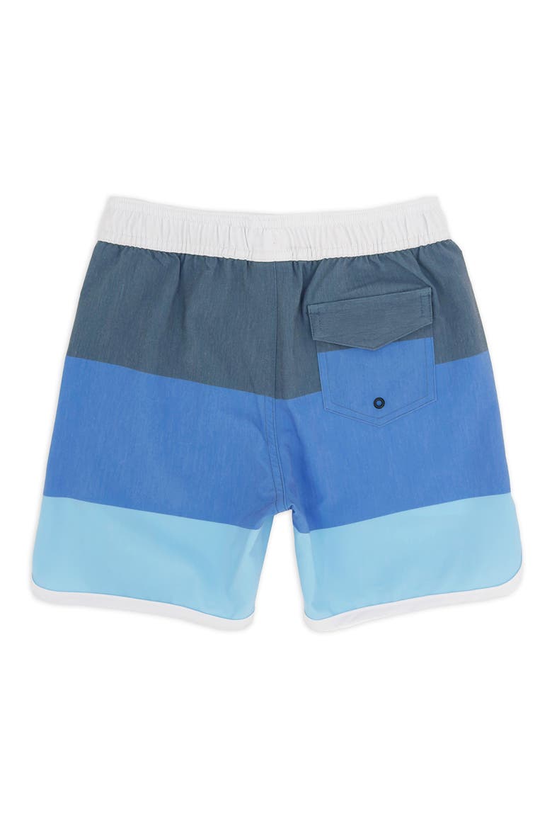 Kids' Colorblock Scallop Board Shorts, Alternate, color, NAVY