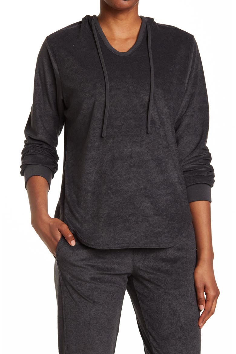 Sun Daze Plush Hoodie, Main, color, BLACK