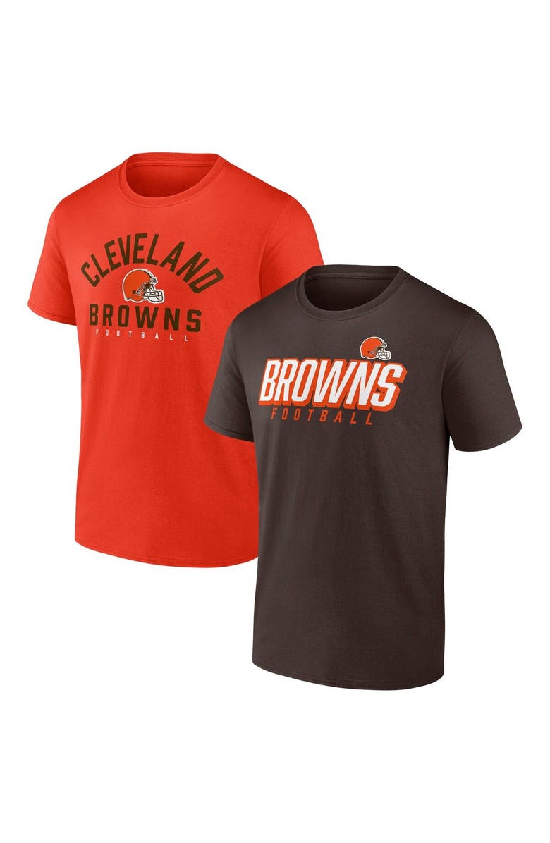 FANATICS Men's Fanatics Branded Brown/Orange Cleveland Browns Player Pack T-Shirt Combo Set, Alternate, color, 