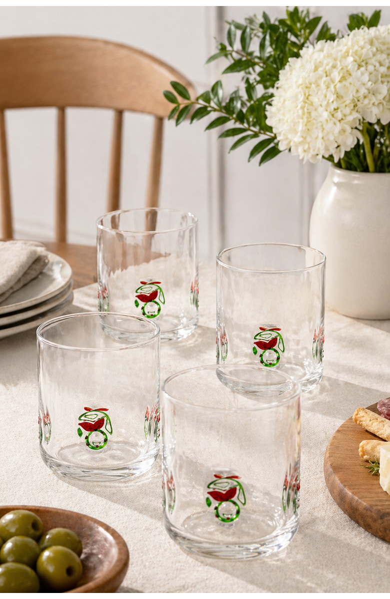Jeanne Fitz Wreath Icon Glass, Set of 4, Alternate, color, Multi
