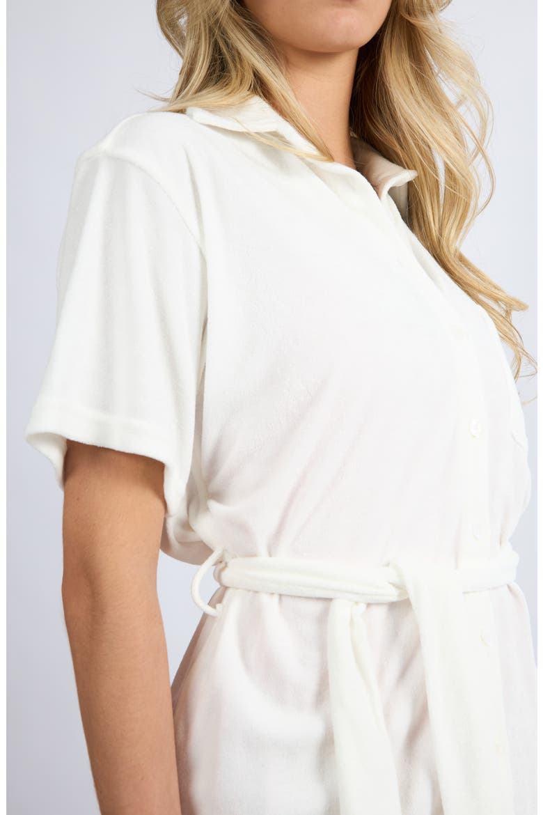 The Coastal French Terry Mini Shirtdress, Alternate, color, WHITE