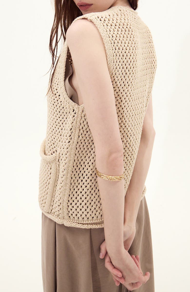 DELUC Anafi Open Stitch Cotton Blend Sweater Vest, Alternate, color, Ecru