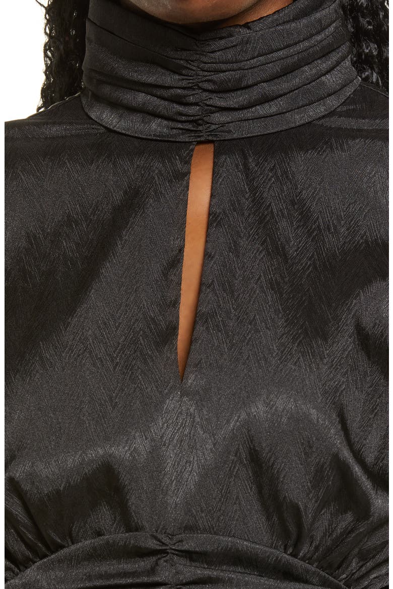 Holly Mock Neck Satin Jacquard Top, Alternate, color, BLACK
