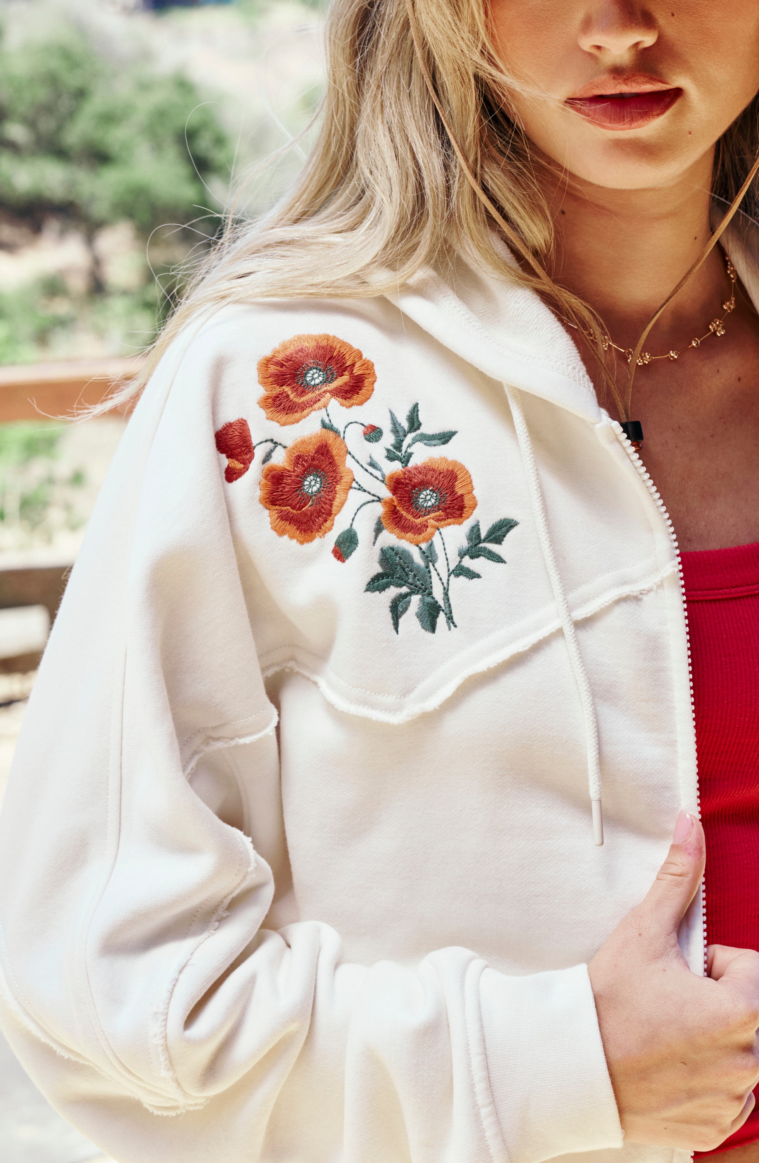 Florence by Mills Embroidered Full Zip Hoodie (Women) | Nordstrom