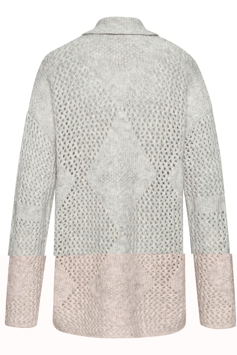 Diamond Open Work Knit Cardigan, Alternate, color, Grey Heather