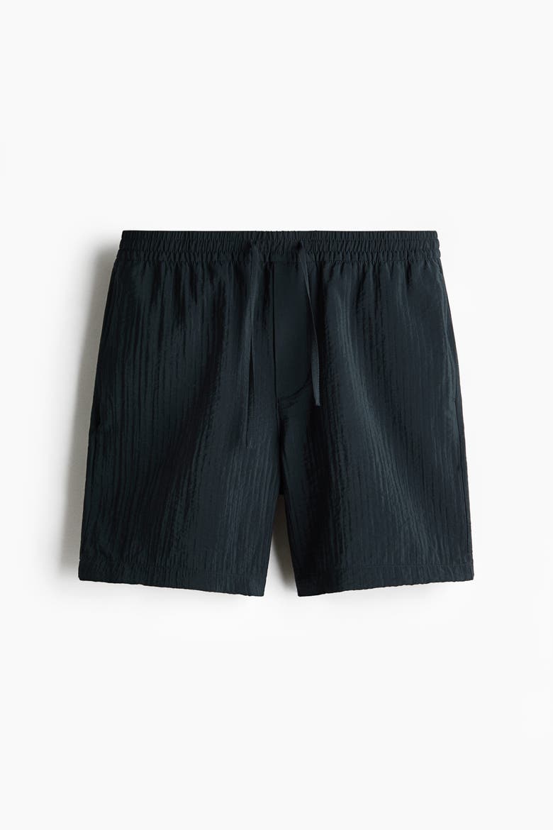 Relaxed Fit Textured Shorts, Main, color, Black