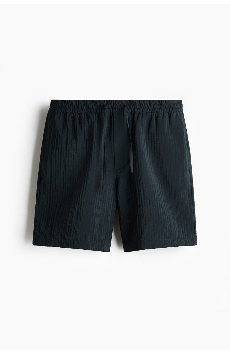 H&M Relaxed Fit Textured Shorts, Main, color, Black
