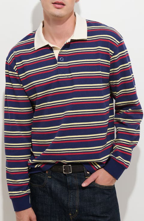 Striped Cotton Jersey Long Sleeve Rugby Shirt
