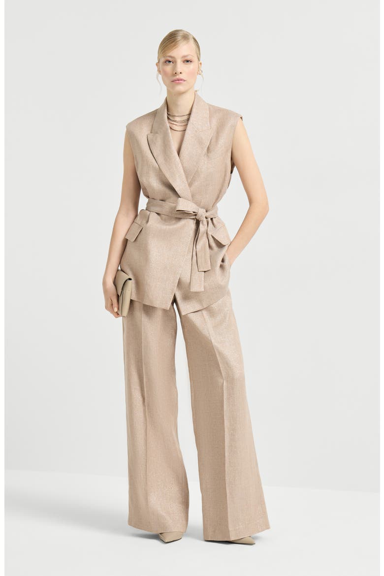 Twill vest with monili, Alternate, color, Antique Pink
