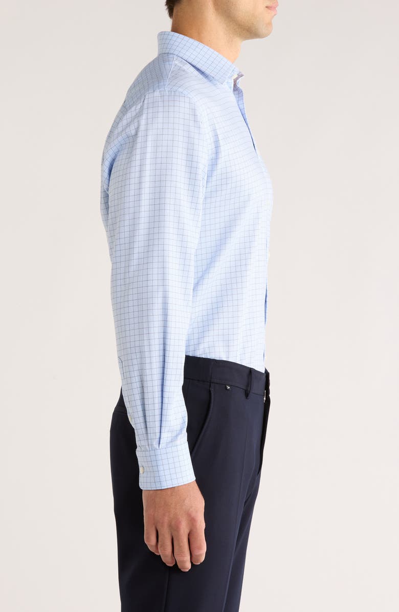 Nordstrom Traditional Fit Check Premium Non-Iron Cotton Dress Shirt, Alternate, color, Blue Paolo Grid