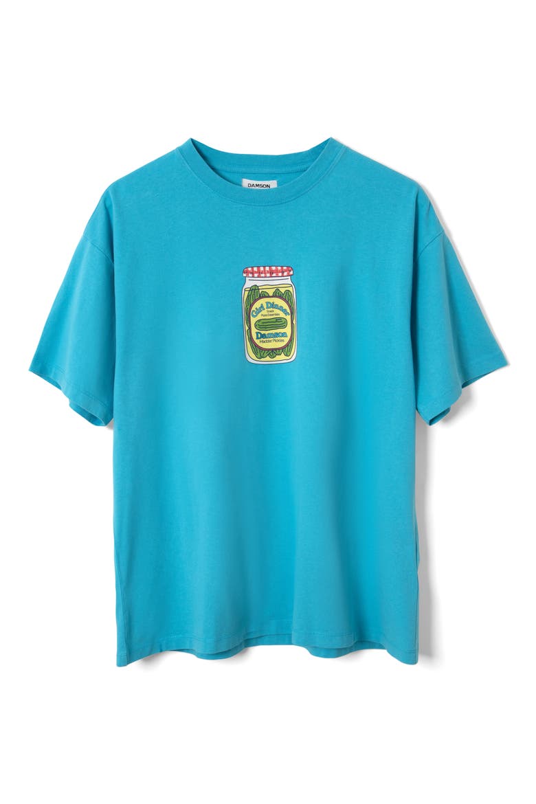 Snack Plate Oversize Organic Cotton Graphic T-Shirt, Alternate, color, BLUE
