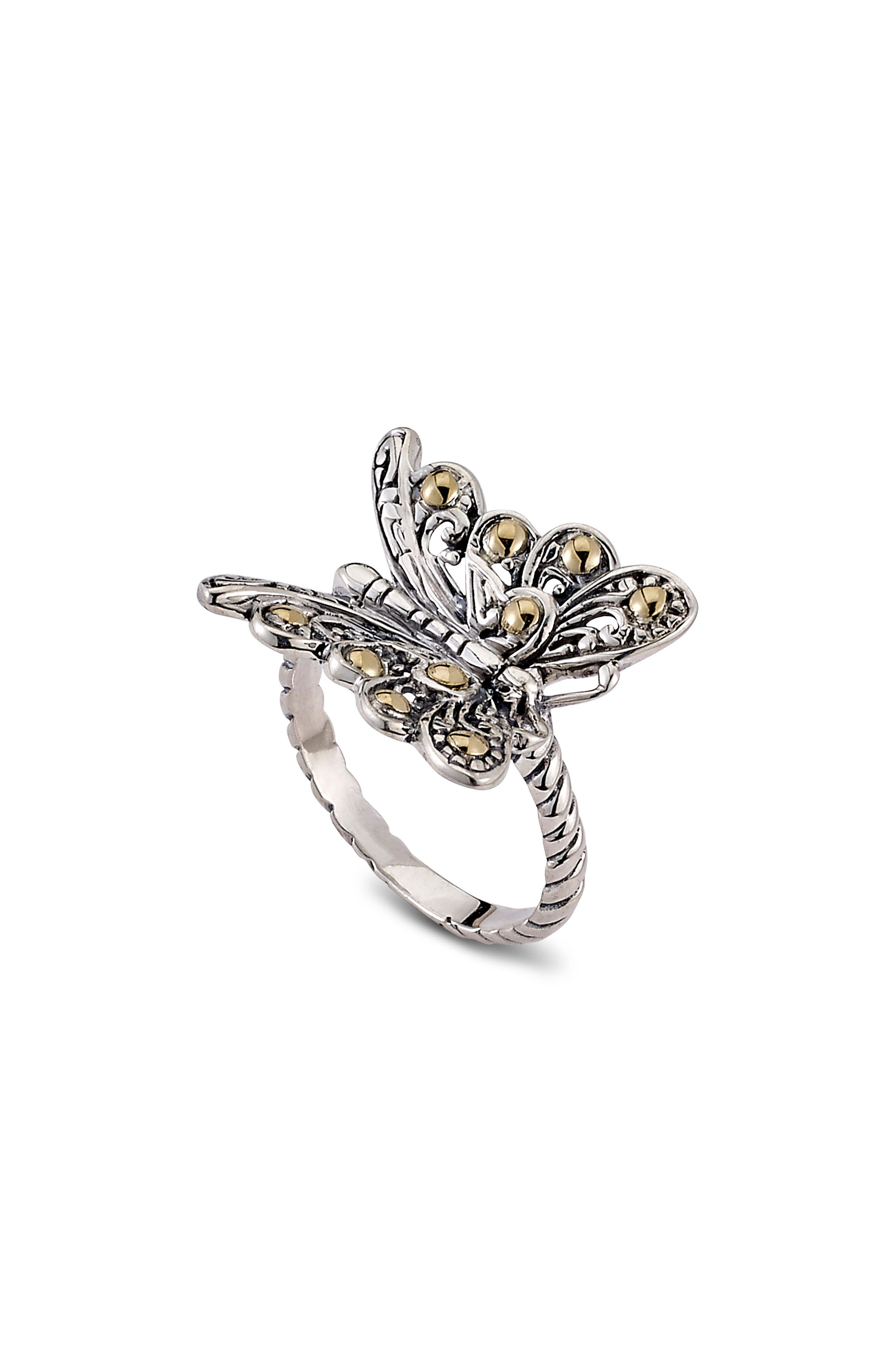 SAMUEL B. Sterling Silver & 18K Yellow Gold Butterfly Ring