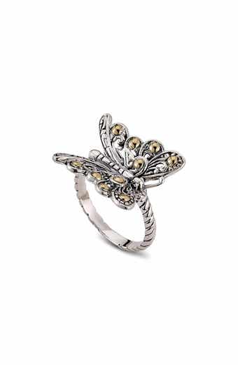 SAMUEL B. Sterling Silver & 18K Yellow Gold Butterfly Ring